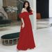 Women's White Evening Gown Elegant Off-the-Shoulder Dress Sophisticated Banquet Wear Suitable For Everyday And Birthday Occasions New_ecoleips.com