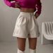 Aria Basics Aria Basics PU Leather European And American Style Cross-border Women's Clothing 2025 Summer New Loose A-line Wide-leg Zipper Shorts_ecoleips.com