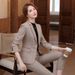 Women's Plaid Suit Set British Style Casual Blazer And Pants Two-Piece Office And Daily Wear Outfit_ecoleips.com