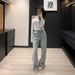 Women's Clothing Light Colored Jacquard Straight Jeans For Spring New High Waist Versatile Loose Wide Leg Pants_ecoleips.com