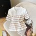 Korean Style Striped V Neck Short Sleeved T Shirt Ice Silk Knit Top for Women New 2026 Summer Real Photos_ecoleips.com
