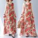 Real Shot Of The 2024 Summer New Bohemian Artistic Loose Sleeveless Round-neck Printed Mid-length Dress For Women_ecoleips.com