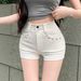 Women's Early Autumn Stylish Sexy White Shorts Unique Straight Leg Casual A-Line Hot Pants_ecoleips.com