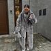 Longline Vegan Fox Fur Coat – Oversized Faux Fur Trench With Detachable Collar & Deep Pockets (Black/White) – Streetwear Elegance For Women_ecoleips.com