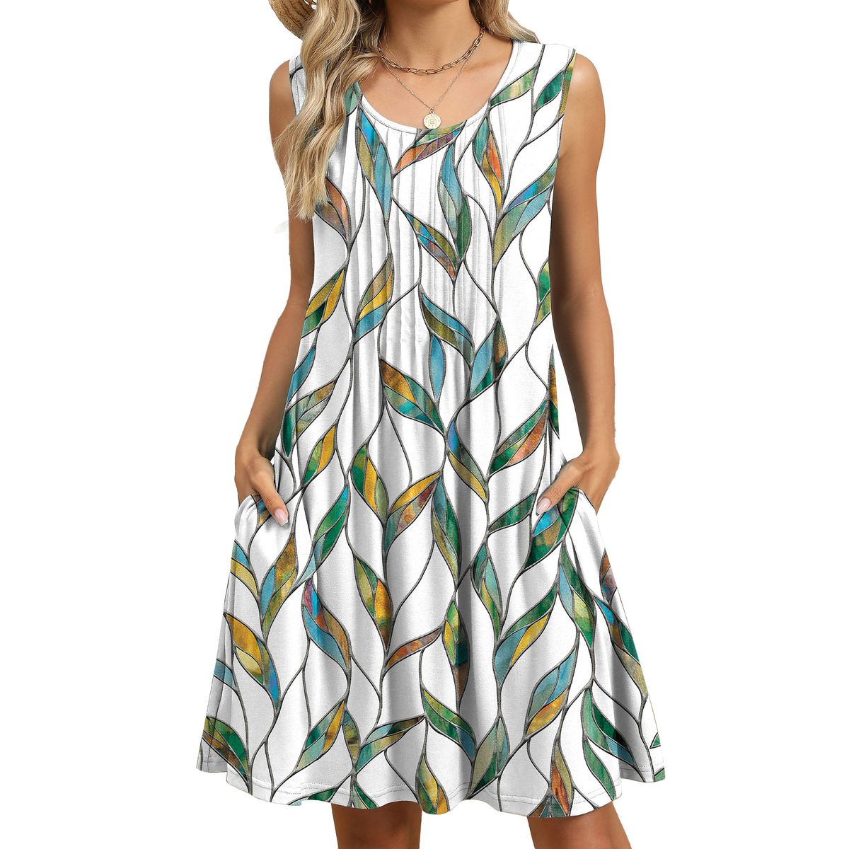 Women's Clothing Spring And Summer New Printed Vest Loose Pocket Dress Female Spot_ecoleips.com