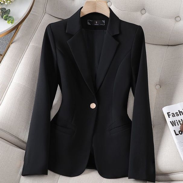 "Beige Casual Blazer For Women – Spring/Fall Cropped Jacket With Waist Cinching, Korean-Inspired Slim Fit Office & Daily Wear"_ecoleips.com