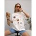Ins Fashionable Elegant Niche Design 100% Cotton Short Sleeve T-Shirt Oversize Western American Style Top Trendy_ecoleips.com