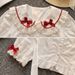 Women's Cute Peter Pan Collar Short Shirt Summer Top White Short Sleeved Inner Layer Lolita Style Clothing_ecoleips.com