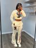 Women's Clothing Women's American Style Sexy Letter Print Hooded Jacket And Trousers Fashion Suit Set Long Sleeve For Formal & Casual_ecoleips.com
