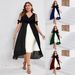 Spring/Summer New Women's V-neck Spliced Fake Two Piece Irregular Mid Sleeve Dress_ecoleips.com