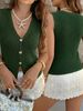 Women's Casual V-Neck Knit Vest, Sleeveless Button-Up Sweater Tank, 8 Colors Available_ecoleips.com