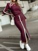 K New Fashion Long Sleeve Solid Color Split Two Piece Skirt Set For Women_ecoleips.com
