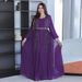 500364 Muslim Dubai Women's Fashion Beaded Long Robe Evening Gown With Belt_ecoleips.com