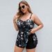 Women's Clothing Skirt Split Bikini Flower Print Hollow Pleated Boxer Briefs Swimsuit_ecoleips.com