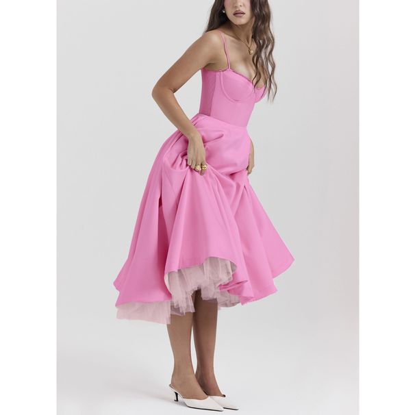 Women's Clothing New Suspender V Neck Sleeveless Dress Tutu Skirt Long Skirt_ecoleips.com