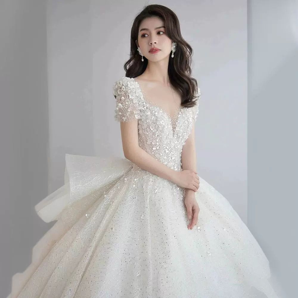 Petite Bride French Style Princess Wedding Dress High Quality Luxurious Train Bridal Main Dress 2026 New Style_ecoleips.com
