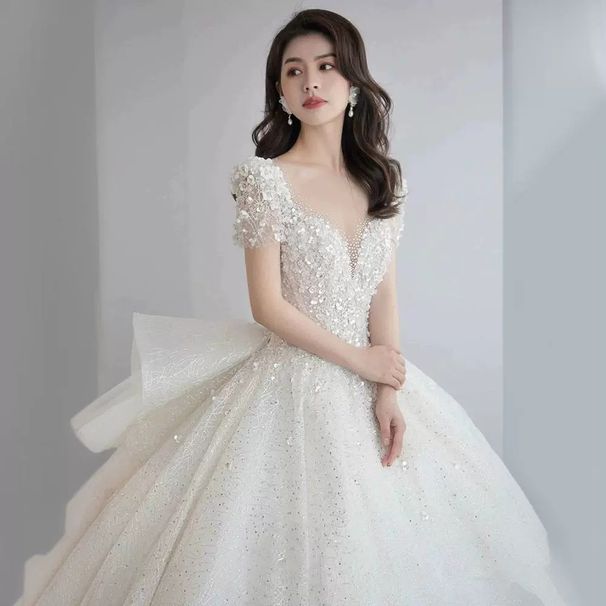 Petite Bride French Style Princess Wedding Dress High Quality Luxurious Train Bridal Main Dress 2026 New Style_ecoleips.com