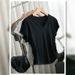 High Quality V-neck Front Shoulder Short-sleeved T-shirt Women's Slim-fit Design Bottoming Shirt Pleated Curved Hem Top_ecoleips.com