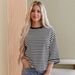 2025 Bestseller: European American Style Fashionable Color-Block Striped Top With Round Neck, Loose Fit,_ecoleips.com