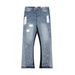 High Street Net Red Ink Splash Print Trousers Washed Jeans_ecoleips.com
