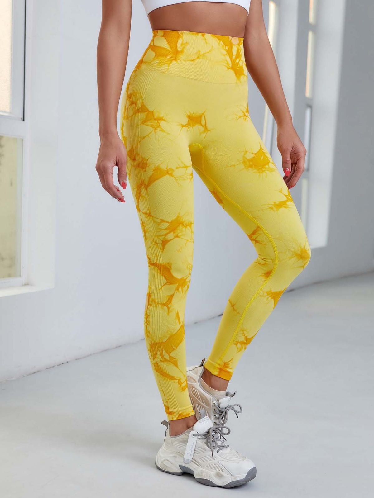 Women's Clothing Tie-Dye High Waist Fitness Pants Peach Hip Yoga Pants Sports Tight Pants Quick-drying Ankle-length Pants_ecoleips.com