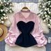 Elegant French-Inspired Layered Blouse With Ruffle Lantern Sleeves & Peplum Hem – Office & Casual Wear (White/Blue/Black/Pink)_ecoleips.com