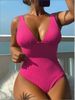 Women's Clothing Slimming One Piece Swimsuit Solid Color Vertical Stripes Sexy Fabric For All Seasons_ecoleips.com