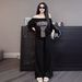 Women's Clothing Women's Summer Fashion Set Off The Shoulder Short Sleeved T-Shirt And Loose Wide Leg Pants Casual Two-Piece Outfit_ecoleips.com