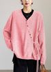 Plus Size V-Neck Wrap Knit Cardigan, Drawstring Waist Sweater With Colorful Buttons_ecoleips.com