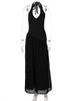 Mozision Halter V Neck Backless Sexy Maxi Dress Women Elegant Black Off-shoulder Sleeveless Bodycon Club Party Long Dresses_ecoleips.com