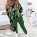 Women's Clothing Casual Pullover Long Sleeve Plus Size Printed Long Sleeve Pullover Jumpsuit Set - Casual Loungewear In Green & Yellow (1XL-5XL)_ecoleips.com