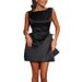 Women's Satin Dress Backless Bow Decoration Sexy Party Dress New Spring Clothing_ecoleips.com