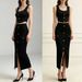 Summer New Women's Knitted Two Piece Set Sleeveless Short Vest Slit Max Skirt Slimming Cross Border Exclusive_ecoleips.com