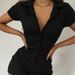 Women's Solid Color V Neck Jumpsuit Slim Fit Casual Style European American Summer Hot Girl Simple Pattern_ecoleips.com