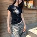 Women's Sexy Short-Sleeved Printed Top American Style Cross-Border Slimming Stretchy Summer 2025 for Wholesale Export_ecoleips.com