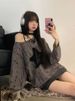 Hole Star Loose Y2K T Shirt Women O Neck Drawstring Long Sleeve Tees Fashion Streetwear Kpop Pullover Tops Female T-shirts_ecoleips.com
