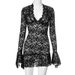 Q23DS591 European American Cross-border Solid Color Lace Hollow Low-neck Long-sleeve Bodycon Dress, Feminine And_ecoleips.com