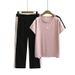 Women’s Cooling Sporty Outfit Set – Breathable Short Sleeve & Lounge Shorts (Sizes M-4XL)_ecoleips.com