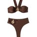 Women's Clothing Women's Bikini Swimsuit Sexy Fashion Metal Accessory Style Quick-Dry Polyester, Modest Coverage, Beach & Pool Ready_ecoleips.com