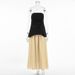 Women's Clothing New Arrivals Contrast Color Hot Sleeveless Cotton And Linen Sexy Tube Top Slimming Mid Waist Pleated Two Piece Set For Women_ecoleips.com