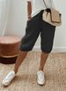 Women's Cotton Linen Casual Pants With Elastic Waist And Pockets Five Point Trousers_ecoleips.com