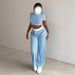 LKTM Women's Slim Fit Two-Piece Set Summer Streetwear Cropped T-Shirt And High-Waisted Shorts Solid Color Trendy Outfit_ecoleips.com