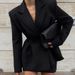 Elegant Slimming Women's Suit Set High Waist Cinching Black Two Piece Outfit Bodycon Skirt_ecoleips.com