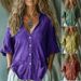 Women's Clothing Women's Linen Shirt Summer Women's New Style Five Point Sleeve Single Breasted Linen Shirt_ecoleips.com