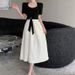Plus-size Women's Curvy Women, Elegant Patchwork Waist-cinching A-line Dress, Mid-length French-style Tummy-concealing_ecoleips.com