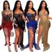 sling solid color hot diamond mesh irregular see-through style sexy hip-covering dress women's short skirt_ecoleips.com