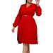 D497 European And American Cross-Border New Independent Station V-Neck Fashionable Elegant Solid Color Pleated Plus Size_ecoleips.com