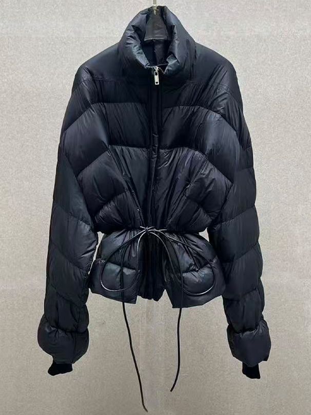 girl Girl Nanyou Women's Waist-Tie High-Neck Jacket 2025 Autumn Winter New High-End Light Short Down Coat_ecoleips.com