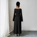 Elegant Square Neck Long Sleeve Midi Dress Vintage Inspired Solid Color Ruffle Cuff Bell Sleeve for Women_ecoleips.com