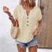 Summer Women's Button-Down V-Neck Short-Sleeved T-Shirt Top For Women_ecoleips.com